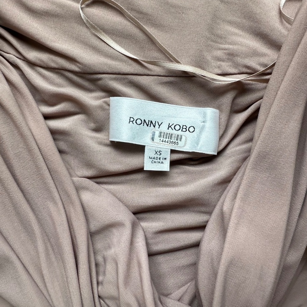 Ronny Kobo Collection One-Shoulder Maxi Dress in Taupe - Picture 4 of 14